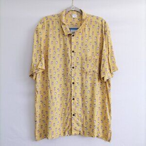 NWT Eubi Mens Yellow Koala Print Spread Collar Button Up Summer Shirt Size XL